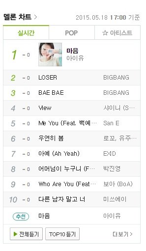 ‘아이유 마음 샤이니 뷰’/출처= 멜론 사이트 캡처