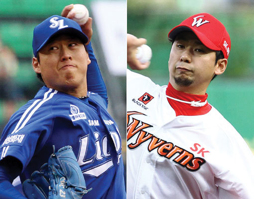 삼성 차우찬-SK 윤희상(오른쪽). 사진제공｜스포츠코리아·SK 와이번스