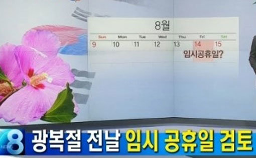 14일 임시 공휴일 지정 검토. 사진=14일 임시 공휴일 지정 검토 방송캡처 14일 임시 공휴일 지정 검토.