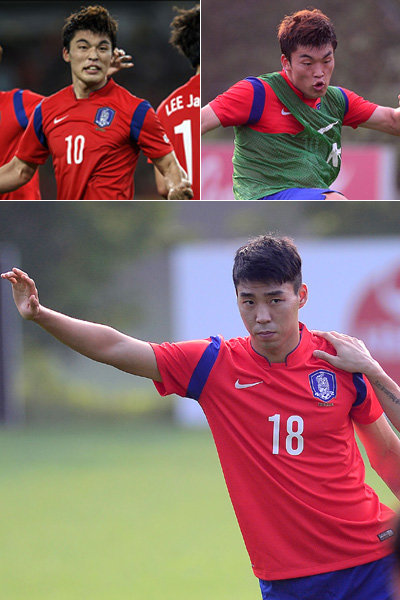 울리 슈틸리케 감독이 2일 중국전에서 실험적으로 가동한 ‘3F(FW·포워드) 기용’은 성공적이었다. 첫 골을 넣은 김승대(포항·위 왼쪽 사진)와 추가골의 주인공 이종호(전남·위 오른쪽 사진)는 각각 섀도 스트라이커, 왼쪽 윙어를 맡았지만 원톱 이정협(상주·아래 사진)과 유기적인 움직임을 보이며 사실상 3F로 그라운드를 지배했다. 사진|스포츠동아DB·대한축구협회