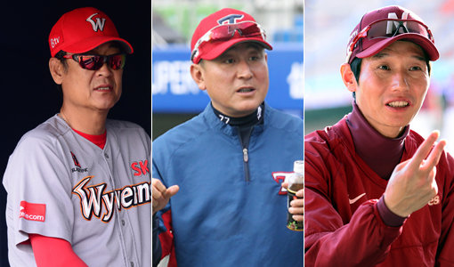SK 김용희 감독-KIA 김기태 감독-넥센 염경엽 감독(맨 왼쪽부터). 사진|스포츠동아DB·스포츠코리아