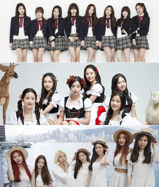 걸그룹 러블리즈-에이프릴-다이아(맨 위쪽부터). 사진제공|울림엔터테인먼트·DSP미디어·MBK엔터테인먼트