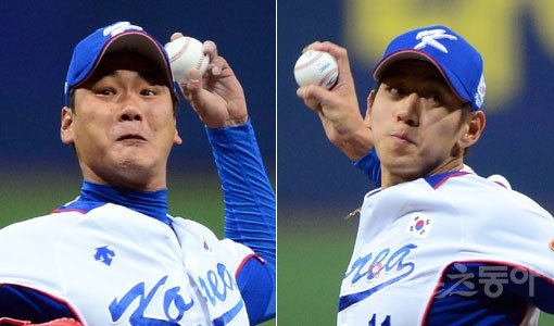 기선제압에 나설 개막전 선발투수는 누구일까. 8일 삿포로돔에서 열릴 일본과의 ‘2015 WBSC 프리미어 12’ 개막전 선발투수로 대표팀 원투펀치인 ‘일본 킬러’ 김광현(왼쪽)과 ‘일본 경험자’ 이대은이 물망에 오르고 있다. 스포츠동아DB