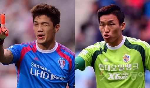 국가대표 수문장으로 선의의 경쟁을 펼치고 있는 울산 김승규(왼쪽)와 수원 정성룡의 J리그 진출이 가시화된 가운데, K리그 골키퍼들의 연쇄이동이 불가피할 전망이다. 스포츠동아DB
