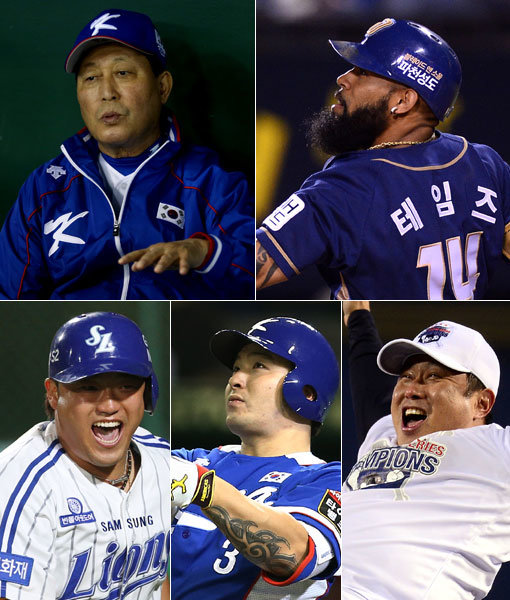 프리미어12 야구대표팀 김인식 감독-NC 테임즈-두산 김태형 감독-미네소타 박병호-NC 박석민(왼쪽 상단부터 시계방향으로). 사진|스포츠동아DB·스포츠코리아