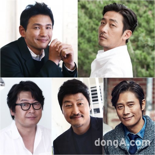 배우 황정민-하정우-이병헌-송강호-김윤석(맨 위 왼쪽부터 시계방향으로). 사진|동아닷컴DB·쇼박스