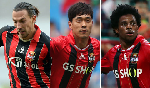 FC 서울 데얀-박주영-아드리아노(맨 왼쪽부터). 사진｜스포츠동아DB·한국프로축구연맹