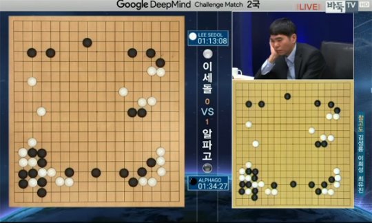 사진=이세돌 인공지능 알파고 대국 중계 화면