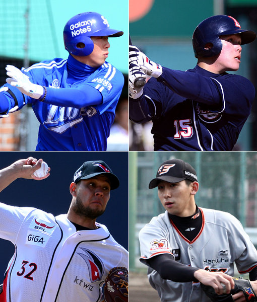 삼성 백상원-두산 국해성-한화 김재영-kt 요한 피노(왼쪽 상단부터 시계방향으로). 사진|스포츠동아DB·한화 이글스