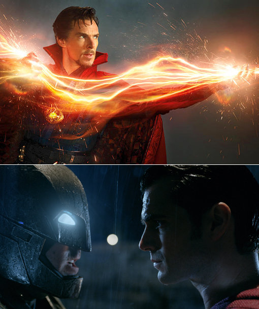 영화 ‘닥터 스트레인지’-영화 ‘배트맨 대 슈퍼맨：저스티스의 시작’(아래). 사진제공｜월트디즈니컴퍼니코리아·워너브라더스코리아