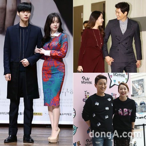 구혜선·안재현 커플-유지태·김효진 부부-인교진·소이현 부부(맨 왼쪽부터 시계방향으로). 동아닷컴DB