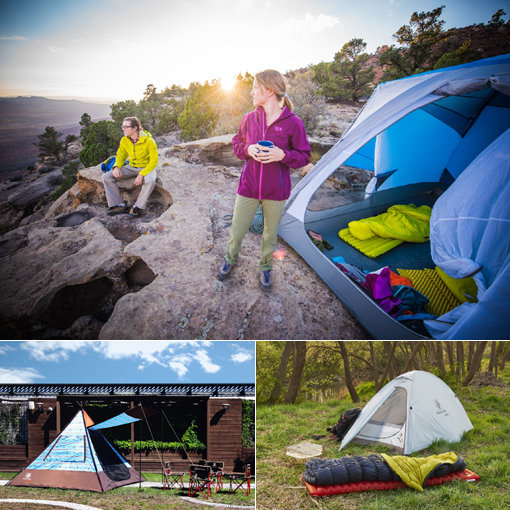 마운틴하드웨어 커플 백패킹 텐트-블랙야크 커니스2 텐트·히말라야 에어매트-블랙야크 노마드 티피텐트( 맨 위쪽부터 시계방향으로 )