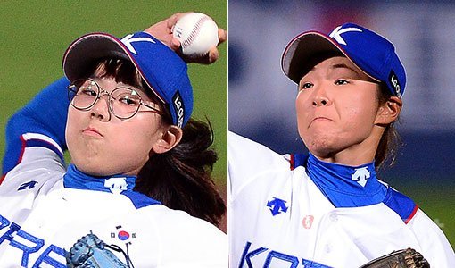 여자야구대표팀 김라경-배유가(오른쪽). 스포츠동아DB