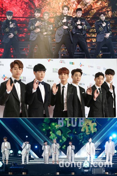 그룹 빅스-B.A.P-비투비(맨 위부터). 동아닷컴DB