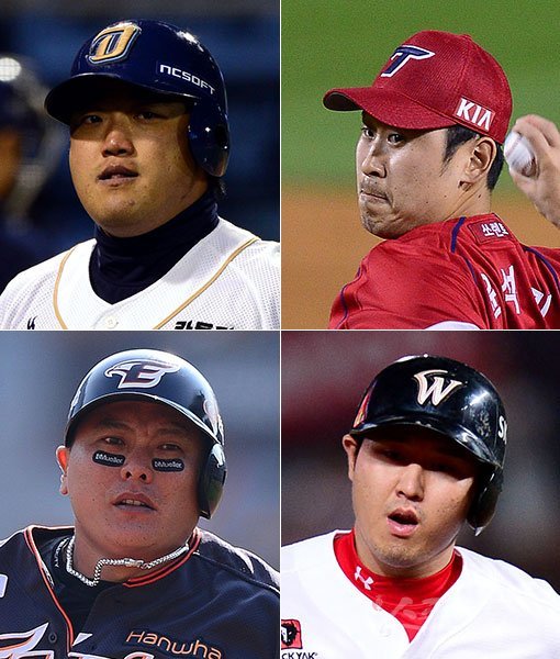 NC 박석민-KIA 윤석민-SK 최정-한화 김태균(왼쪽 상단부터 시계방향으로). 스포츠동아DB