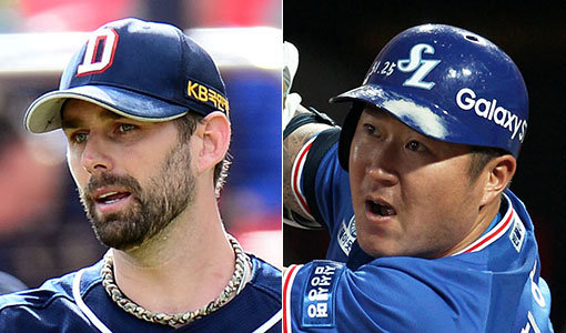 두산의 에이스 더스틴 니퍼트(왼쪽)와 삼성 4번타자 최형우 중 누가 최고의 별이 될까. 14일 공개되는 최우수선수(MVP)는 니퍼트와 최형우의 2파전 양상이다. 사진|스포츠동아DB·스포츠코리아