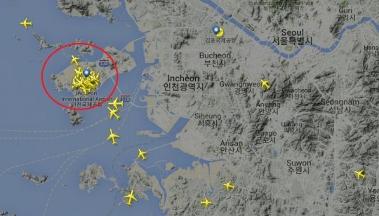 항공기의 위치를 실시간 확인 가능한 플라이트레이더24.