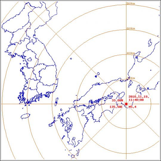 일본 지진 발생. 사진｜기상청.