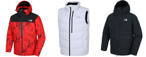 그래비티 재킷-스키 시티 다운 베스트-스키 시티 다운 재킷 (맨왼쪽부터)