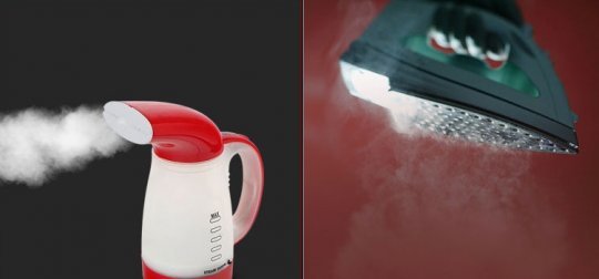 스팀덕 스팀다리미 VS 일반 스팀다리미 스팀 분사량 비교 컷