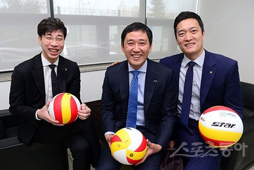 OK저축은행 김세진 감독-현대캐피탈 최태웅 감독-우리카드 김상우 감독(왼쪽부터). 천안｜김종원 기자 won@donga.com