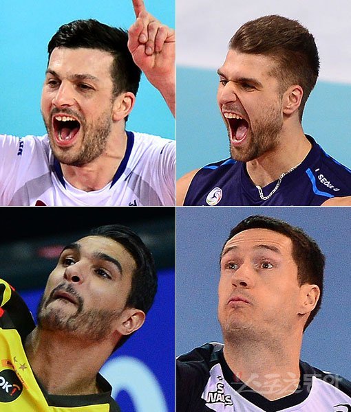 대한항공 가스파리니-우리카드 파다르-현대캐피탈 톤-OK저축은행 모하메드(왼쪽 상단부터 시계방향으로). 스포츠동아DB