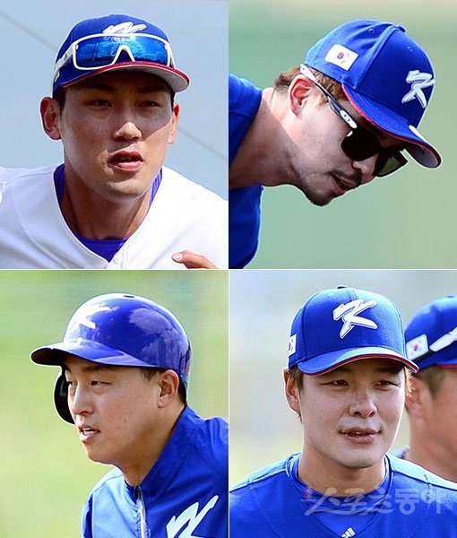 WBC 대표팀 서건창-오재원-민병헌-손아섭(왼쪽 상단부터 시계방향으로). 오키나와 | 김민성 기자 marineboy@donga.com