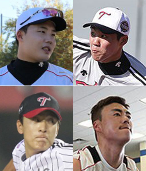 LG 임찬규-김대현-윤지웅-최동환(왼쪽 상단부터 시계방향으로). 사진제공｜LG 트윈스