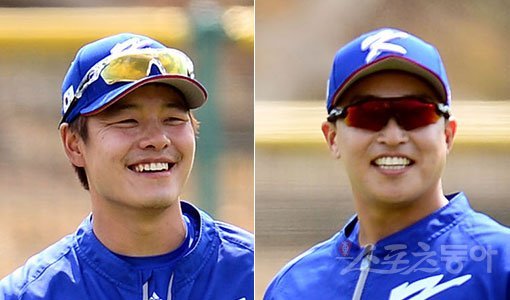 WBC대표팀 민병헌-손아섭(오른쪽). 오키나와 | 김민성 기자 marineboy@donga.com