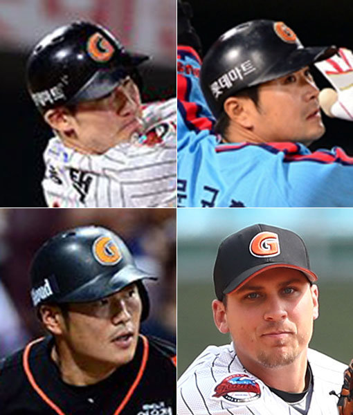 롯데 오승택-문규현-번즈-김상호(왼쪽 상단부터 시계방향으로). 사진｜스포츠동아DB·롯데 자이언츠