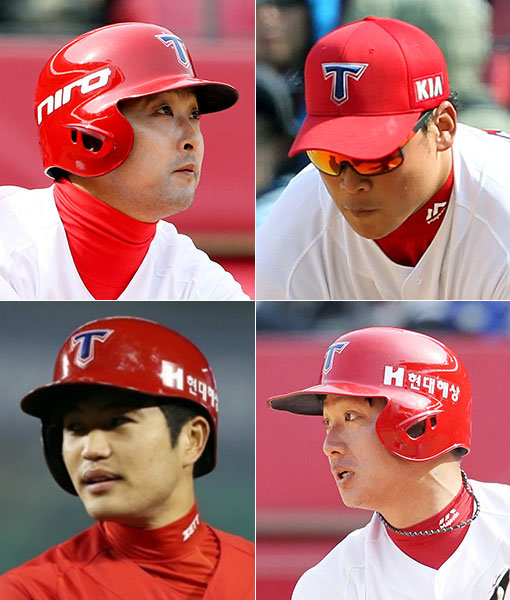 KIA 서동욱-김주형-김주찬-김민식(왼쪽 상단부터 시계방향으로). 사진제공|스포츠코리아·KIA 타이거즈