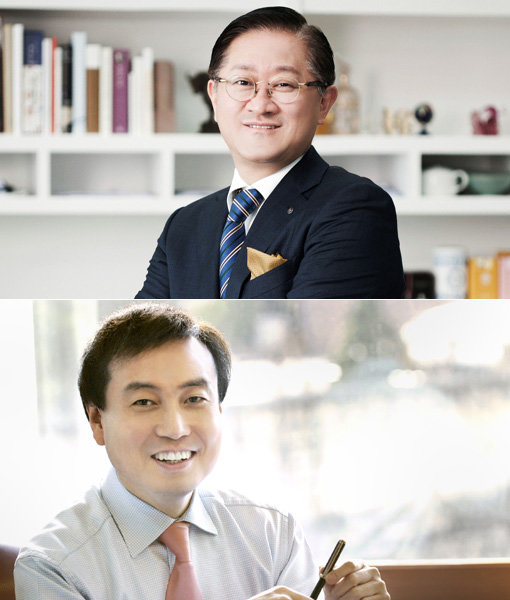 국내 화장품업계를 주도하는 대표 수장인 서경배 아모레퍼시픽 회장(위)과 차석용 LG생활건강 부회장의 행보에 관심이 쏠리고 있다. 서 회장이 ‘외고집’ 승부사라면 차 부회장은 ‘다각화’를 통해 성장을 이뤄낸 케이스다. 이러한 전략적 차이에도 불구하고 올해에는 ‘산업 고도화’라는 한 목소리를 내고 있다. 사진제공 l 아모레퍼시픽·LG생활건강