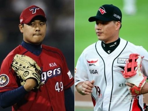 유창식과 김상현. 스포츠동아, 스포츠코리아