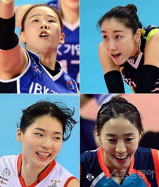 GS칼텍스 김유리-현대건설 한유미-KGC인삼공사 한송이-GS칼텍스 김진희(왼쪽 상단부터 시계방향으로). 스포츠동아DB