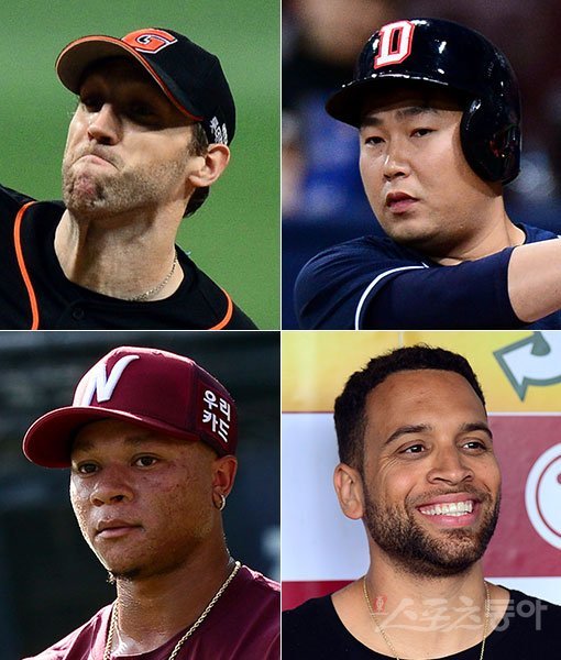 롯데 린드블럼-두산 양의지-LG 로니-넥센 초이스(왼쪽 상단부터 시계방향으로). 스포츠동아DB