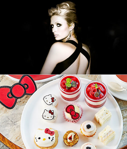 밀레니엄서울힐튼이 망고뷔페의 협업 파트너로 손잡은 뷰티브랜드 오너 패리스 힐튼(위)과 JW메리어트 동대문의 헬로키티 빙수 애프터눈 티 세트. 사진제공|밀레니엄서울힐튼, JW메리어트동대문