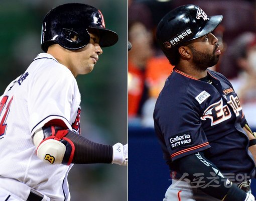 두산 김재환-한화 윌린 로사리오. 스포츠동아DB
