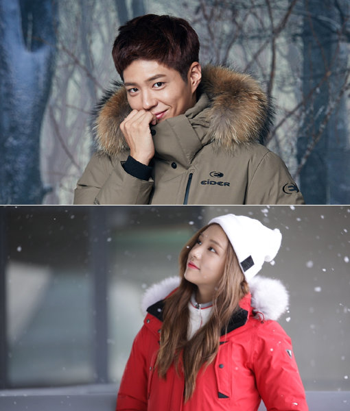 가을/겨울 시즌을 앞둔 아웃도어 업체들이 브랜드의 ‘얼굴’인 모델들을 바꾸며 발 빠르게 시장공략에 나서고 있다. 일찌감치 겨울 아이템을 선보인 아이더의 전속모델 박보검(위쪽)과 블랙야크의 새 여성모델 솔빈.사진제공 ㅣ 아이더·블랙야크