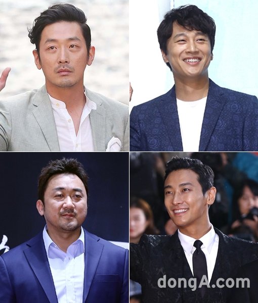 배우 하정우-차태현-주지훈-마동석(왼쪽 상단에서 시계방향으로). 동아닷컴DB
