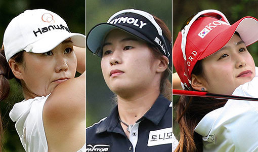 8월 31일 개막하는 한국여자프로골프(KLPGA) 5번째 메이저대회 한화클래식에서 가장 눈길을 모으는 선수들. 왼쪽부터 김인경, 이정은, 최혜진. LPGA와 KLPGA에서 현재 가장 뜨거운 선수와 한국 여자골프의 미래가 한자리에서 실력을 겨룬다. 사진제공 ｜ KLPGA·LPGA