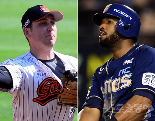 롯데 앤디 번즈-NC 재비어 스크럭스. 스포츠동아DB