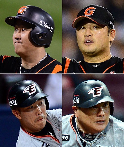 롯데 이대호-손승락-한화 김태균-정근우(왼쪽 상단부터 시계방향으로). 스포츠동아DB