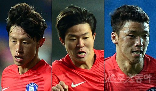 축구대표팀 이재성-권창훈-황희찬(왼쪽부터). 스포츠동아DB