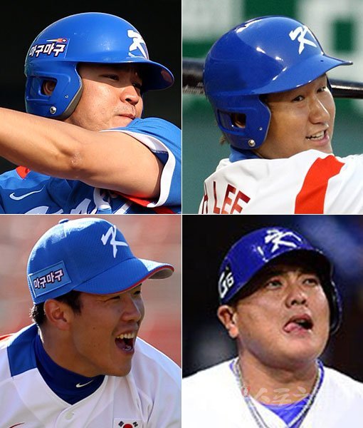 텍사스 추신수-롯데 이대호-한화 김태균-정근우(왼쪽 상단부터 시계방향으로). 스포츠동아DB