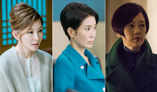 이미숙과 나영희, 장미희(왼쪽부터)가 카리스마 넘치는 ‘사모님’을 연기하며 드라마 시청률을 높이고 있다. 사진제공|MBC·스튜디오드래곤·n.CH엔터테인먼트