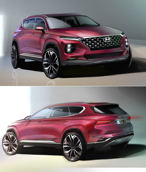 현대차 신형 싼타페 렌더링 이미지.