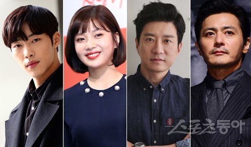 MBC 월화드라마 ‘위대한 유혹자’의 남녀 주인공을 맡은 우도환과 조이, KBS 2TV 월화드라마 ‘우리가 만난 기적’을 통해 2년 만에 안방극장으로 돌아오는 김명민, KBS 2TV 수목드라마 ‘슈츠’를 통해 6년 만에 안방극장으로 돌아오는 장동건(왼쪽부터). 스포츠동아DB·동아닷컴DB