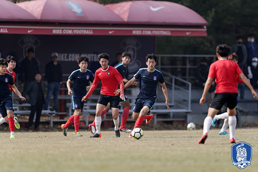 부천을 상대로 연습경기중인 U-23 대표팀. 사진제공|대한축구협회