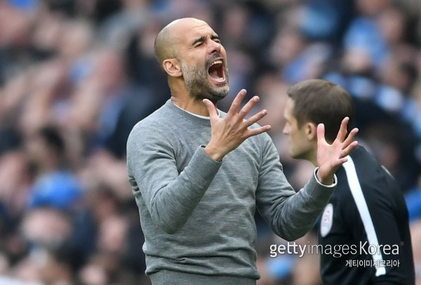 아쉬워하는 과르디올라 감독. 사진=게티이미지코리아