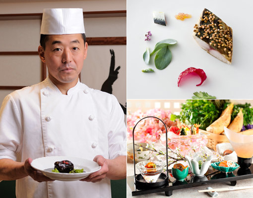 일본의 미슐랭 2스타 중식당 ‘모모노키’의 오너 셰프 고바야사 다케시-프랑스 미슐랭 3스타 레스토랑 ‘라스트랑스’의 오너 셰프 파스칼 바흐보의 요리-188년 역사의 유서 깊은 일본 음식점 ‘나다만’의 가이세키 요리(왼쪽부터 시계 방향으로). 사진제공|호텔 더 플라자·해비치 호텔 제주·그랜드 인터컨티넨탈 서울 파르나스